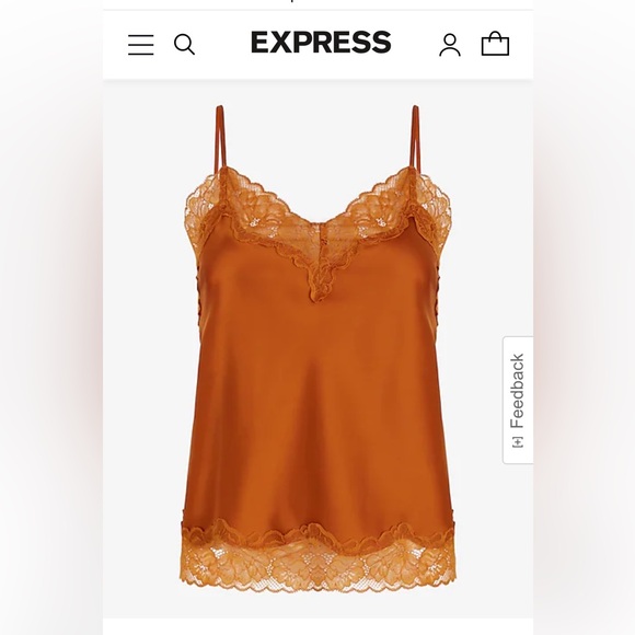 NWT Satin Lace Trim V-Neck Downtown Cami - mustard yellow - Picture 2 of 9